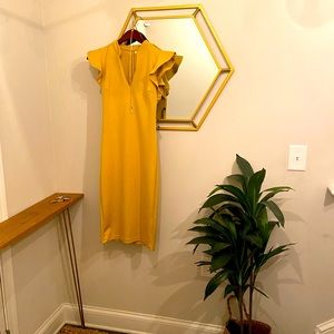 Yellow Midi professional dress for work or wedding
